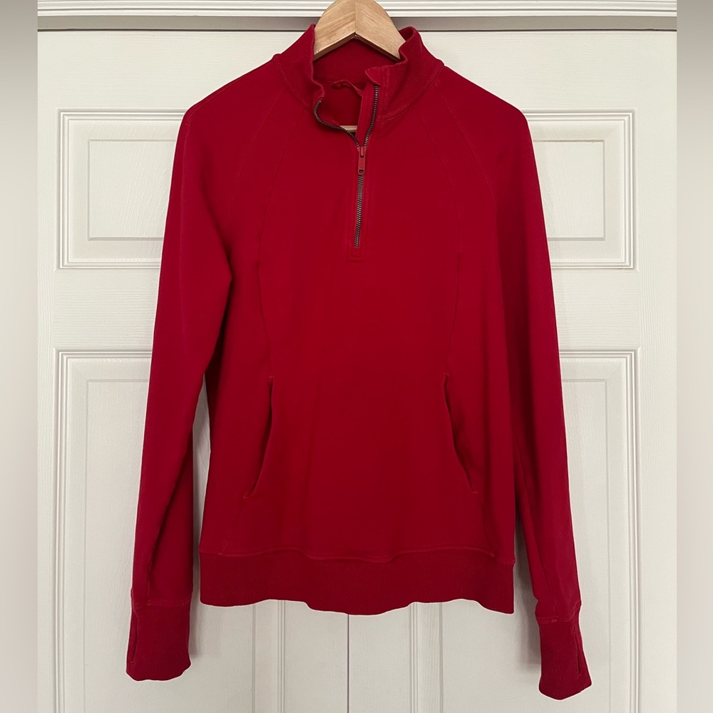 {Lululemon} Scuba 1/2 Zip Pullover Sweatshirt in Dark Red - Women's 8